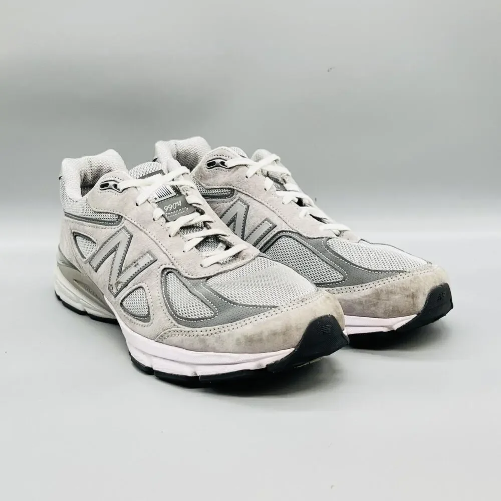 New Balance Shoes Men 13 Gray Suede 990v4 Road Running Athletic Sneaker Made USA